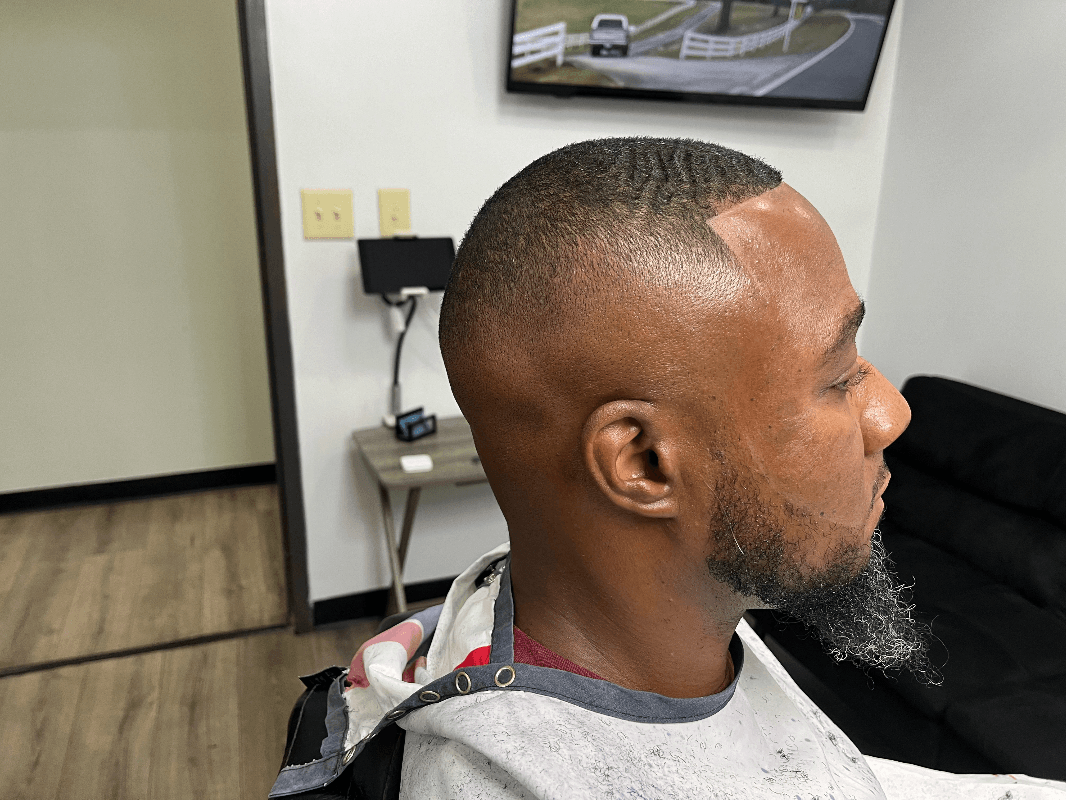Beard lineup with fade haircut Garland Cuts Suwanee Georgia